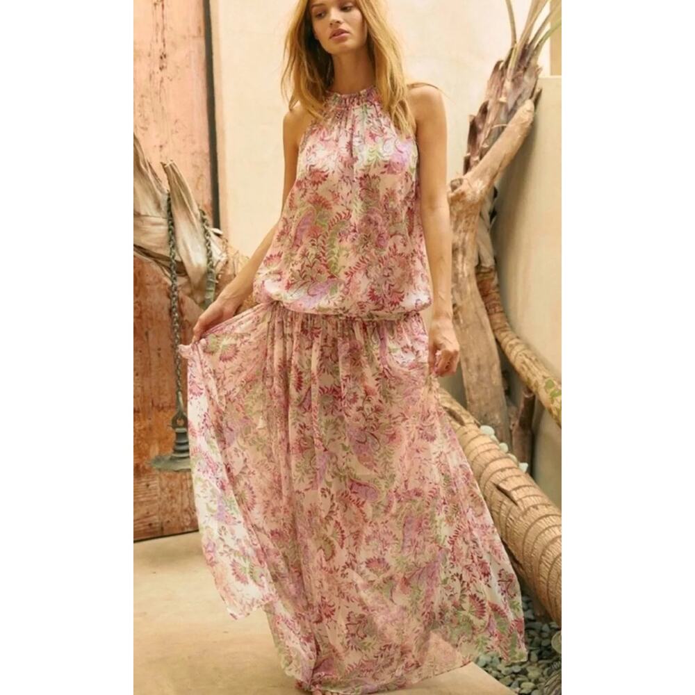 Misa Los Angeles Pink Floral Maxi Dress